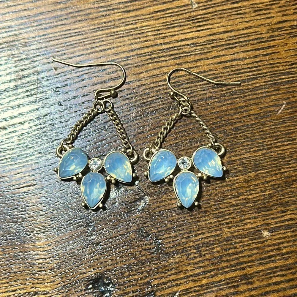 Rhinestone and Gold Chandelier Vintage Style Earrings